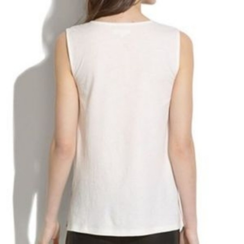 Madewell Women Tank Top White Linen Embroidered M - Picture 3 of 8
